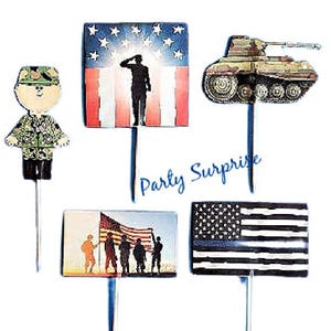 Patriotic Cupcake Cake Toppers Thin Blue Line Flag Custom Made Toppers Patriotic Party Police Veterans 4th of July Memorial Day Made in USA