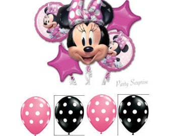 Minnie Mouse Balloon Bouquet, USA Made Mylar Foil Balloons