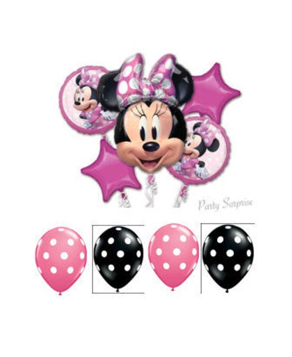 Minnie Mouse Balloon Bouquet Mylar Foil Minnie Mouse Birthday Party Balloons Made in USA Il_570xn