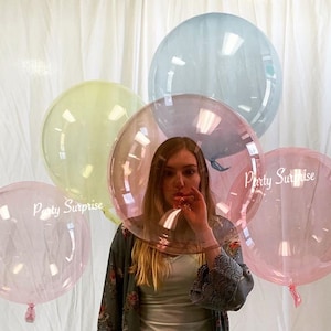 Crystal Pastel Bubble Balloons Transparent Baby Shower Birthday Party Air or Helium Blue Pink Orange Yellow Purple and Clear Bubbles