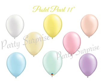 Pastel Pearl Balloons White Lemon Chiffon Pink Ivory Peach Blue Mint Lavender latex 11" Qualatex Baby Shower 1st Birthday Pearl Balloons