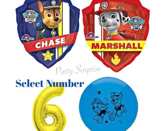 Paw Patrol Balloons, Chase & Marshall, Kids Birthday Party Decorations, Made in USA