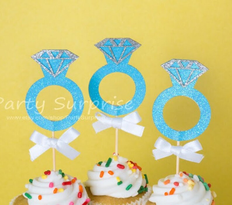 Ring Cupcake Toppers Engagement Bridal Shower Party Wedding Etsy