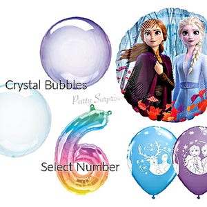 Frozen Balloons Crystal Bubble Balloons Select your Pkg Anna Elsa Frozen Party Balloons Made in the USA Girl Party Balloons Mylar Latex