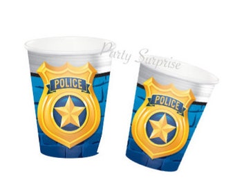 Police Party Supplies Police Badge Cups Police Decorations Tableware Police Graduation Kids Birthday First Responder Party Hot Cold Cups