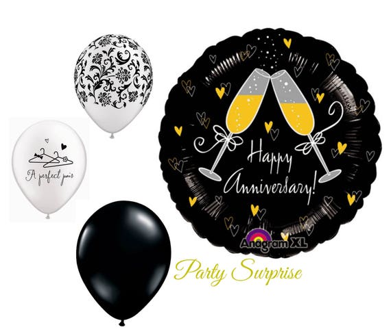 9 Inch Happy Anniversary Damask Mini Balloon
