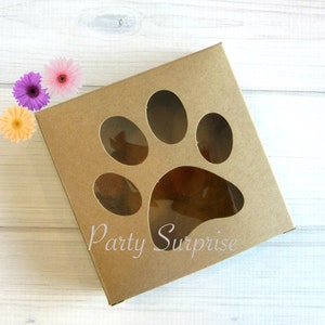 Paw Print Favor Boxes Kraft Dog Cat Animal Pawprint Cookie Treat Candy Boxes Dog Cat Party Favor Gift Boxes