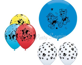 Paw Patrol balloons Boy Paw Patrol Paw Print latex 17" 11" balloons, Kids birthday Party Balloons, Paw Print balloons Made in USA