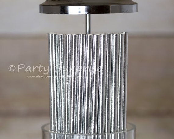 Straws Silver Metallic Straws Foil Christmas Hanukkah 25th Anniversary Birthday Cake Pop Wedding Shower Party Straws Cake Pop Mason Jar Il_570xn