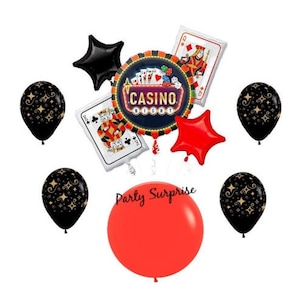 Casino Balloons Mylar Latex Made in USA Casino Party Decor Blackjack Poker Game Night Balloons image 1