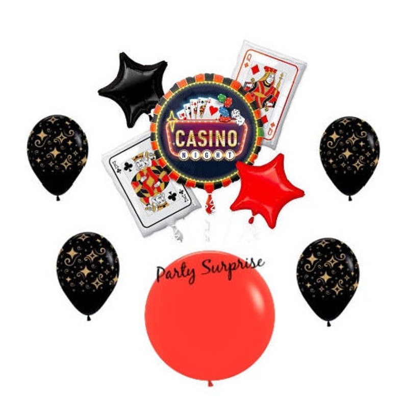 Casino Balloons Mylar Latex Made in USA Casino Party Decor Blackjack Poker Game Night Balloons image 1