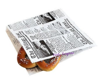 Pretzel Bags, 50 Newspaper Pretzel party bags, Retro Pretzel snack bags Pretzel lunchbox bags Food bags, Snack bags, carnival block party