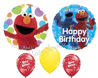 Elmo Balloon Package Sesame Street Elmo Cookie Monster Birthday Balloons Party Hat Birthday Party Balloon Package