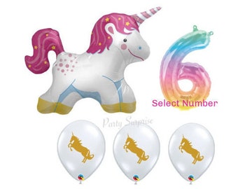 Unicorn Balloons Unicorn 36" Fairytale Birthday Party Girl Jumbo Unicorn mylar foil latex Made in USA