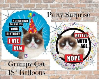 Grumpy Cat Balloons Birthday Better with Age Nope! I Ate Him Grumpy Cat Party Balloons Paw Print Cat Party Supplies