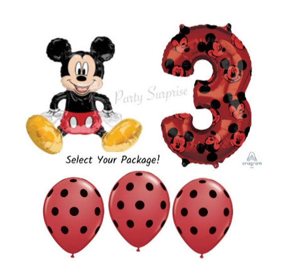 Mickey Mouse 3rd Birthday Balloon Package Jumbo Number 3 Mickey Mylar Foil Select Your Pkg Made in USA Boy 3rd Birthday Party Balloons Il_570xn