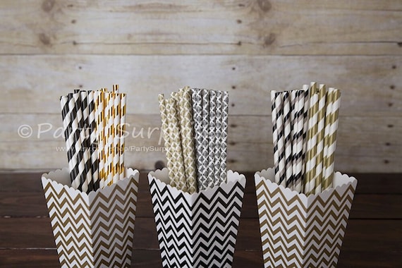 Black mini popcorn boxes chevron stripes polka dot favor snacks box movie night, popcorn, school fair, wedding, baby shower decorations Il_570xn