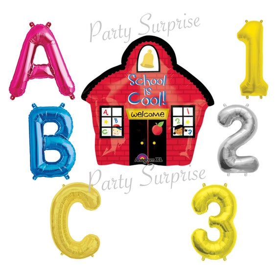 School House Balloon Package Back to School Birthday Party Balloons ABC 123 Graduation Party Teacher Student PTA Balloons Il_570xn