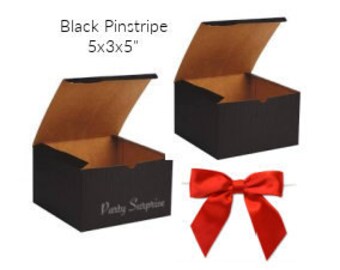 Black Gift Boxes Pinstripe Boxes 5x3x5" With Stretch Bows, Mens Gift Boxes Watch Bracelet Fragrance Black Pinstripe Boxes