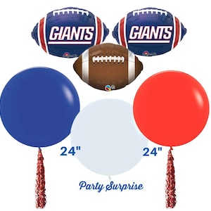 Giants Football Balloons Giants Sports Tailgate Party Balloons Made in USA Jumbo Round Latex 24&quot; Balloon twirlz/tails Select Your Pkg