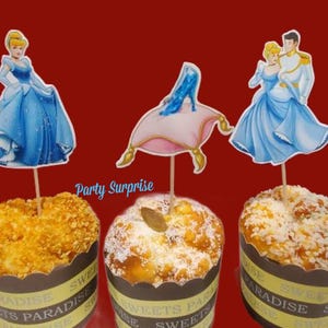 Cinderella Cupcake Toppers Custom Made for You Cinderella Party Decor Girl Birthday Party Cinderella Party Personalize Text