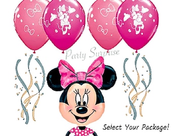 Minnie Mouse Balloons Minnie Walker Minnie Bows Pink Latex Select Your Pkg Made in USA Girl Birthday Party Balloons Minnie Party Balloons