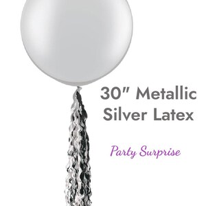 Silver Balloon 30 Inch Metallic Silver Balloon Latex Jumbo Silver Balloon Wedding Balloon Made in USA Balloon Twirlz/Tail