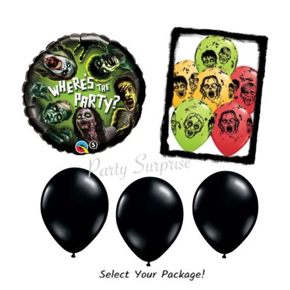 Zombie Balloon Pkg Mylar Latex Halloween Zombie Birthday Scary Party Balloons Select Your Pkg Where's the Party? Halloween Party Balloons Il_570xn