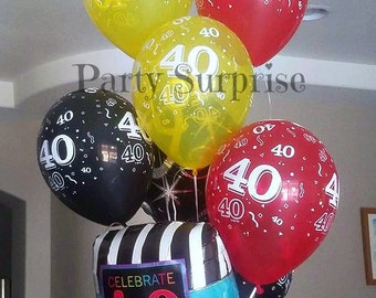 40th Birthday Balloons 40th Anniversary Balloons latex Black Red Blue Green Clear 40th Party Decorations