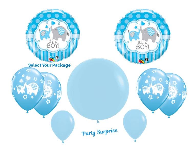 Baby Boy Elephant Balloons Boy Baby Shower Elephant Theme Decorations Its a Boy Elephant Balloons Mylar Foil and Latex New Baby Boy Decor