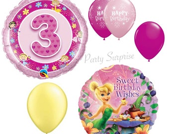 3rd Birthday Girl Balloons, Girl 3 years old Birthday Party Fairy Party Tinkerbell Balloon Package Mylar Foil and Latex Fairy Birthday