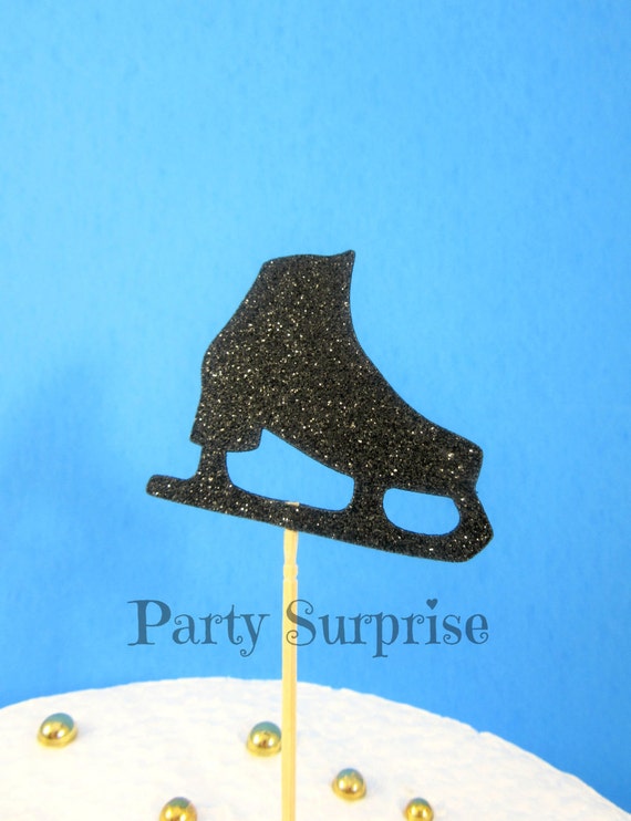 Set of 12 Ice Skate Cupcake Toppers in Silver Glitter Paper Set of 12 Ice Skate Cupcake Toppers in Silver Glitter Paper