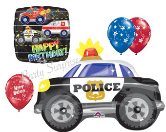 Police Car Balloons Birthday Package Kids Adult Police Party Balloon First Responder Party Jumbo Police Car balloon Party Decoration