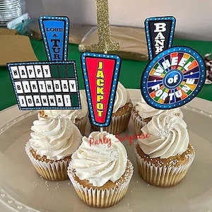 Wheel of Chance Game Cupcake Toppers Custom Made for You with Personalized Letter Board Game Night Kids Birthday Party Cupcake Toppers image 4
