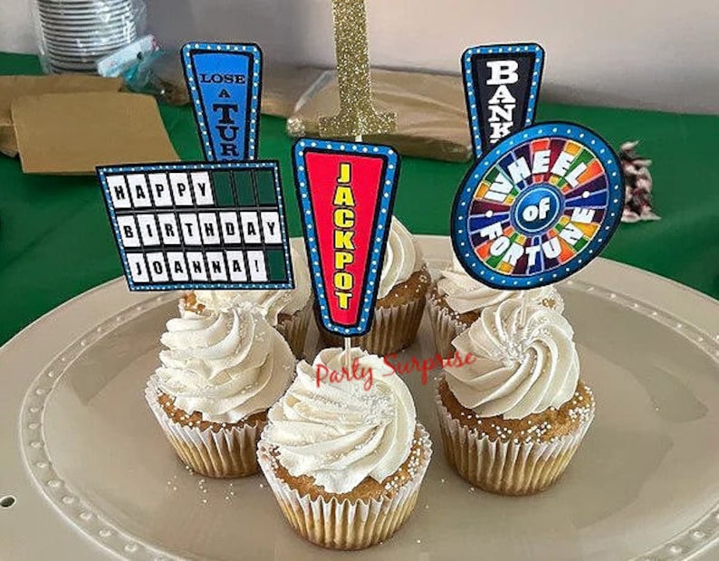 Wheel of Chance Game Cupcake Toppers Custom Made for You with Personalized Letter Board Game Night Kids Birthday Party Cupcake Toppers image 4