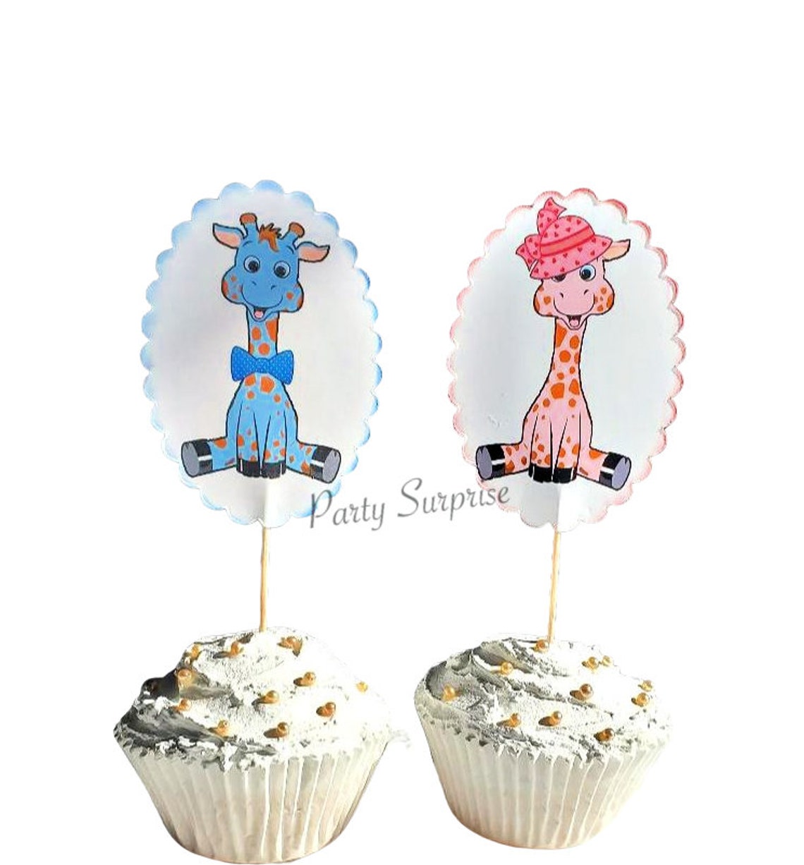 Giraffe Cupcake Toppers Baby Giraffes Topper Safari Baby Etsy