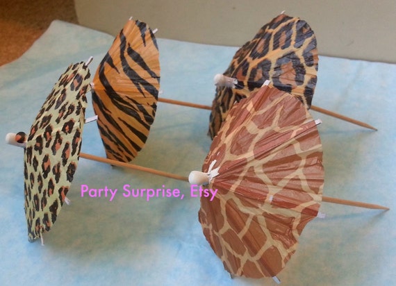 Safari Drink Parasols, Safari Party Drink Umbrellas, Animal Print Drink Parasols, Jungle Party, Zoo party, Circus Party Il_570xn