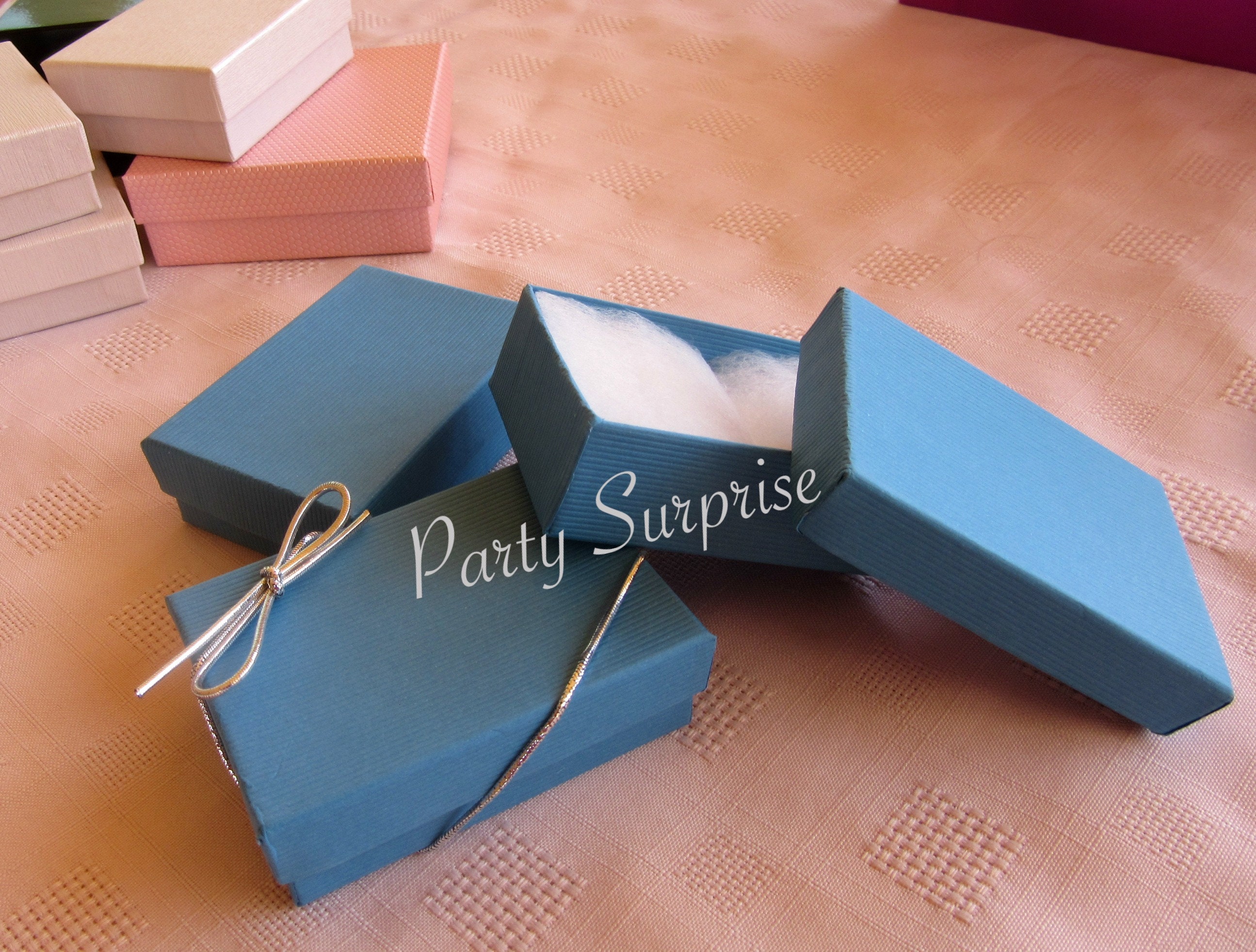 Blue Teal Jewelry Gift Boxes Small Teal Gift Box Embossed with | Etsy