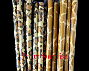 Animal Print Paper Straws: Safari, Jungle, Zoo Party
