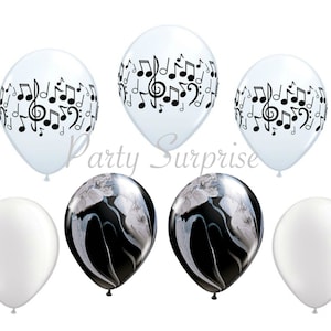 Music Balloons Black on White Musical Notes Musician Orchestra Band Musical Notes Party Decoration Music Balloons Made in USA