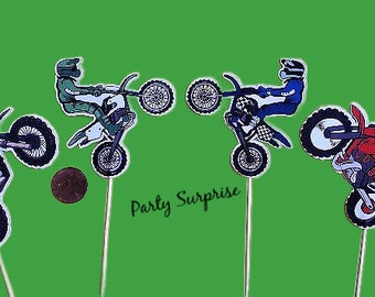 Motocross Dirt Bike Cupcake Toppers Biking Motocycle Party Decor Custom Made for you in USA