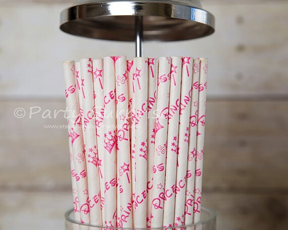 Princess Straws Pink and Gold Girl Princess Party Girl Baby Shower Bridal Shower birthday party sweet sixteen 1st birthday Il_570xn
