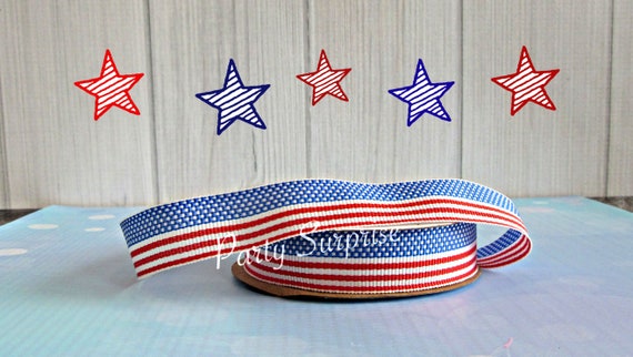 Patriotic Ribbon Stars and Stripes Red White and Blue Ribbon Made in USA Hair Bow 4th of July Gift Wrap Ribbon Veterans Day Military Ribbon Il_570xn