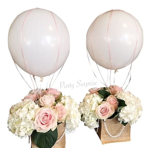 Hot Air Balloons & Nets 16",18" Balloons Bridal Shower Baby Shower Birthday Party Gender Reveal Bon Voyage Table Centerpiece Hot Air Balloon