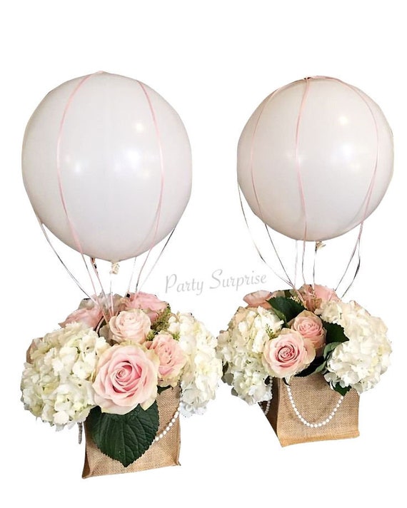 Hot Air Balloons & Nets 16", 17" Balloons Bridal Shower Baby Shower Birthday Party Gender Reveal Bon Voyage Table Centerpiece Hot Air Balloo Il_570xn