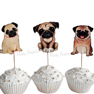 Pug Dog Banner Personalize Dog House Custom Made for You Pug Dog Pet Birthday Party Banner Matching Toppers Bakers Twine Pug Banner Dog image 4