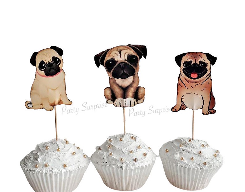 Pug Dog Banner Personalize Dog House Custom Made for You Pug Dog Pet Birthday Party Banner Matching Toppers Bakers Twine Pug Banner Dog image 4