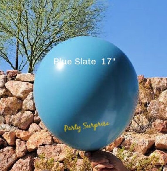 Blue Balloon 17" and Canyon Rose Round Latex Made in USA Boy Baby Shower Gender Reveal Boy Birthday Party Blue Slate Balloons Il_570xn