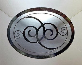 Silver Scroll Envelope Seals, Wedding Invitation Stickers