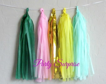 Garland Tropical Party Pink Green Yellow Gold Mint Decoration Luau Hawaiian Garland Flamingo Decor Flamingo Tassel